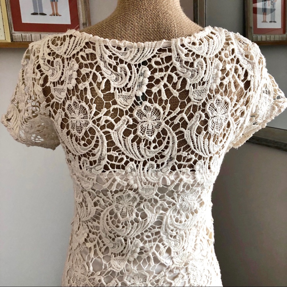 Lauren Conrad Ivory Cream Floral Lace Cotton Dress - Picture 4 of 10